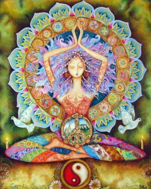 LotusYogaWomanArtYinYan